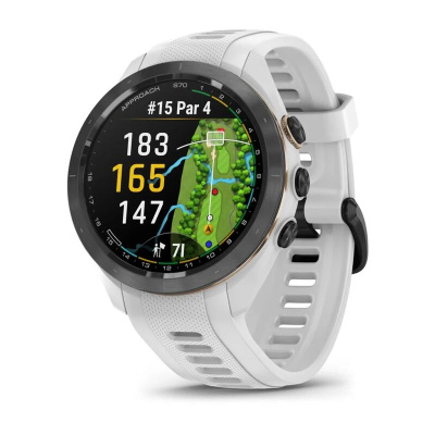 Garmin Approach S70 - 42 мм | Black/Peach Ceramic Bezel with White Silicone Band