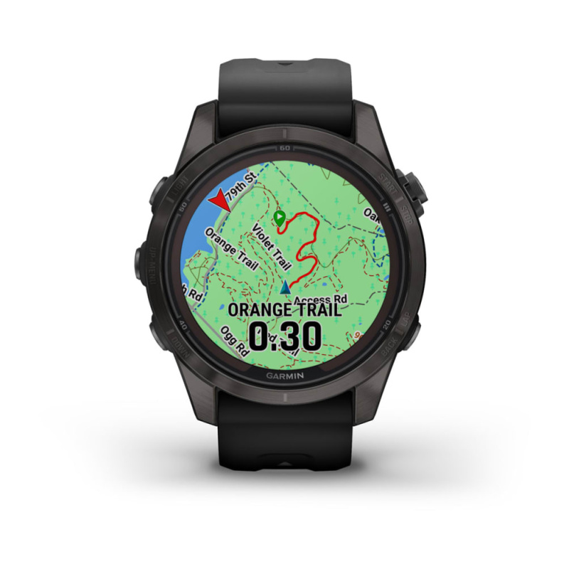 Garmin Fenix 7s Pro - 42 мм SOLAR | SAPPHIRE | Carbon Grey DLC Titanium with Black Band